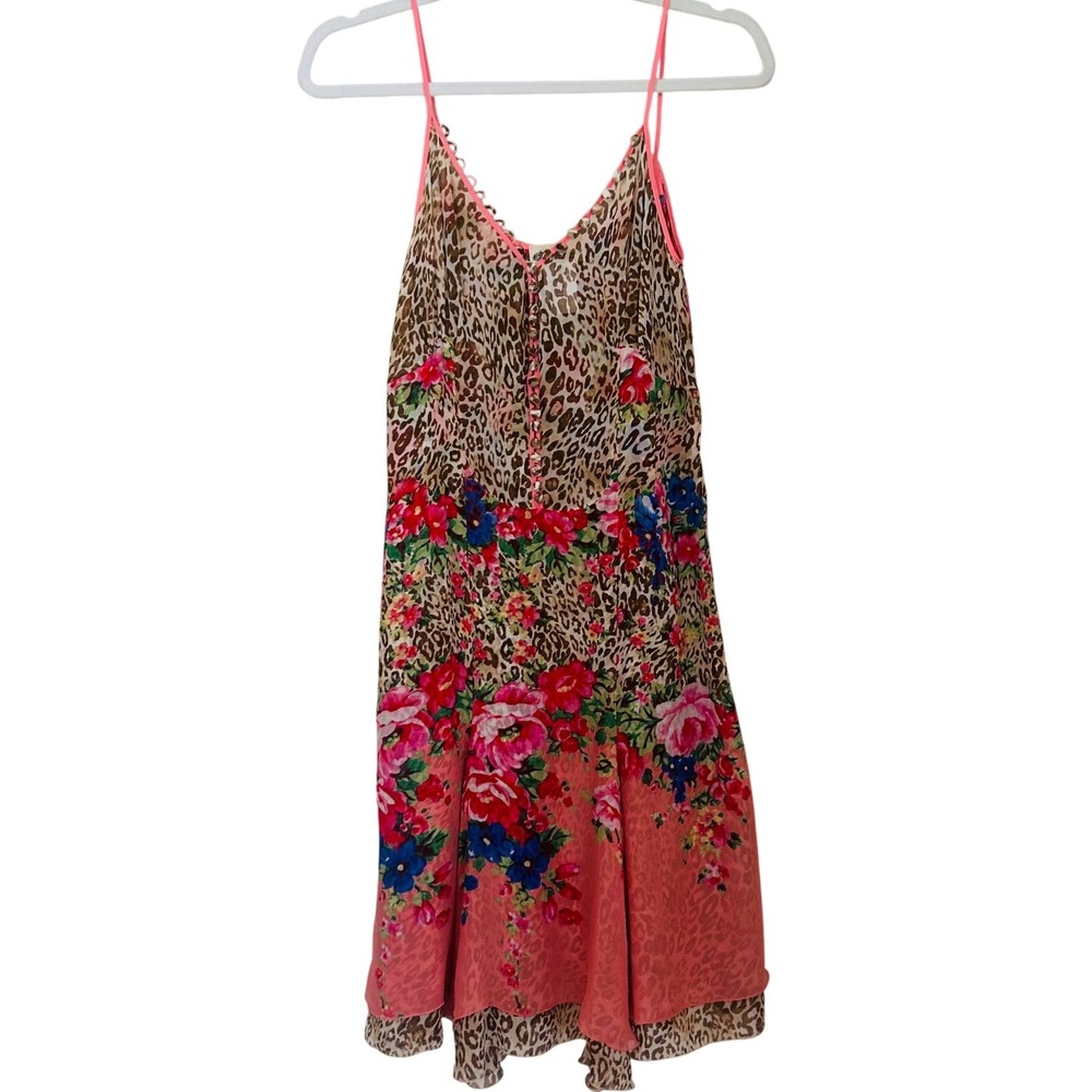 Blumarine Italy Vtg 2005 Silk Leopard Floral Fairy Dress Fits Size 6‎ or Smaller